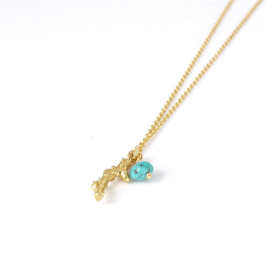 Gold chain necklace BLUE CORAL