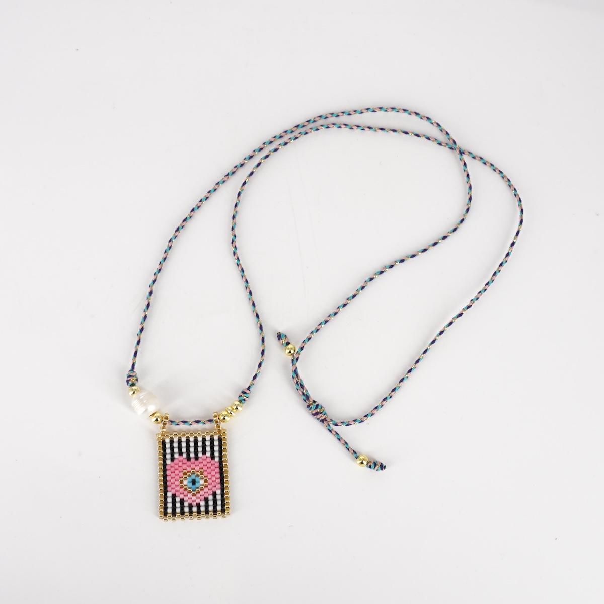 Collana telaio EX VOTO con PERLA ROSA