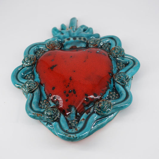 Ex voto large CORONA aquamarine and red