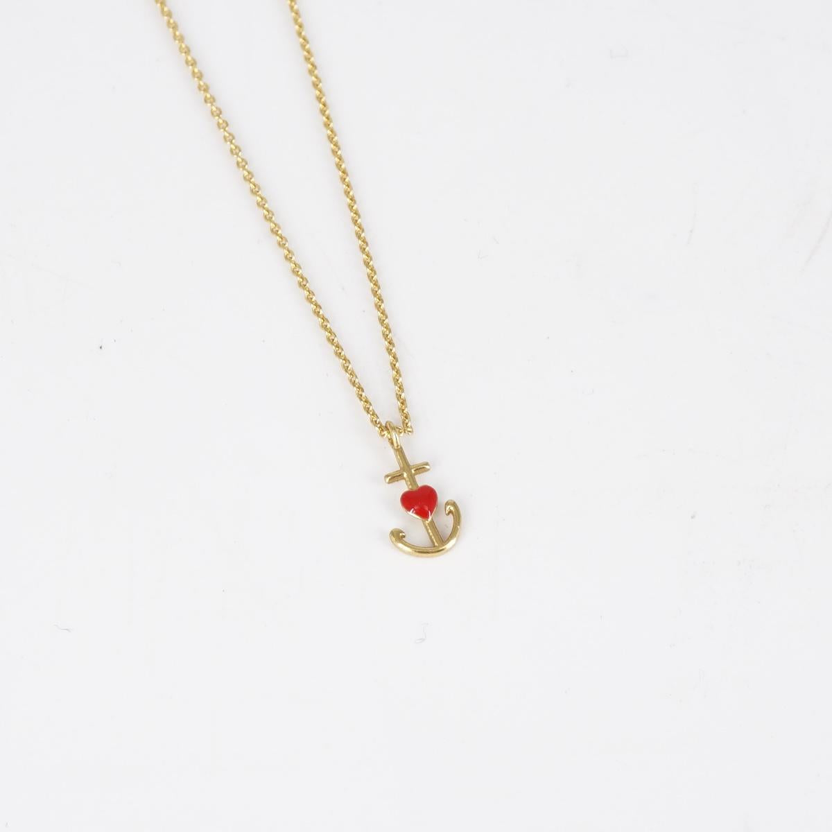 Collana catenina oro ANCORA ROSSA COLLANA CATENINA DORATA ANCORA CUORE ROSSO ARTEON 