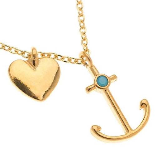 Gold chain necklace anchor heart