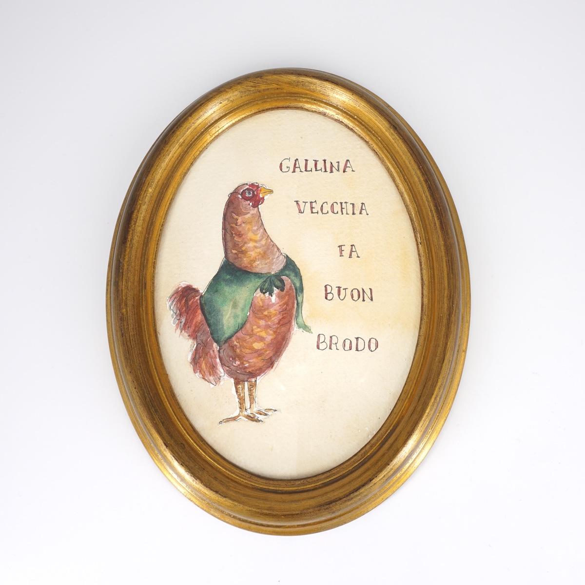 CATERINA BERTA GALLINA VECCHIA OVALE SFONDO GIALLO