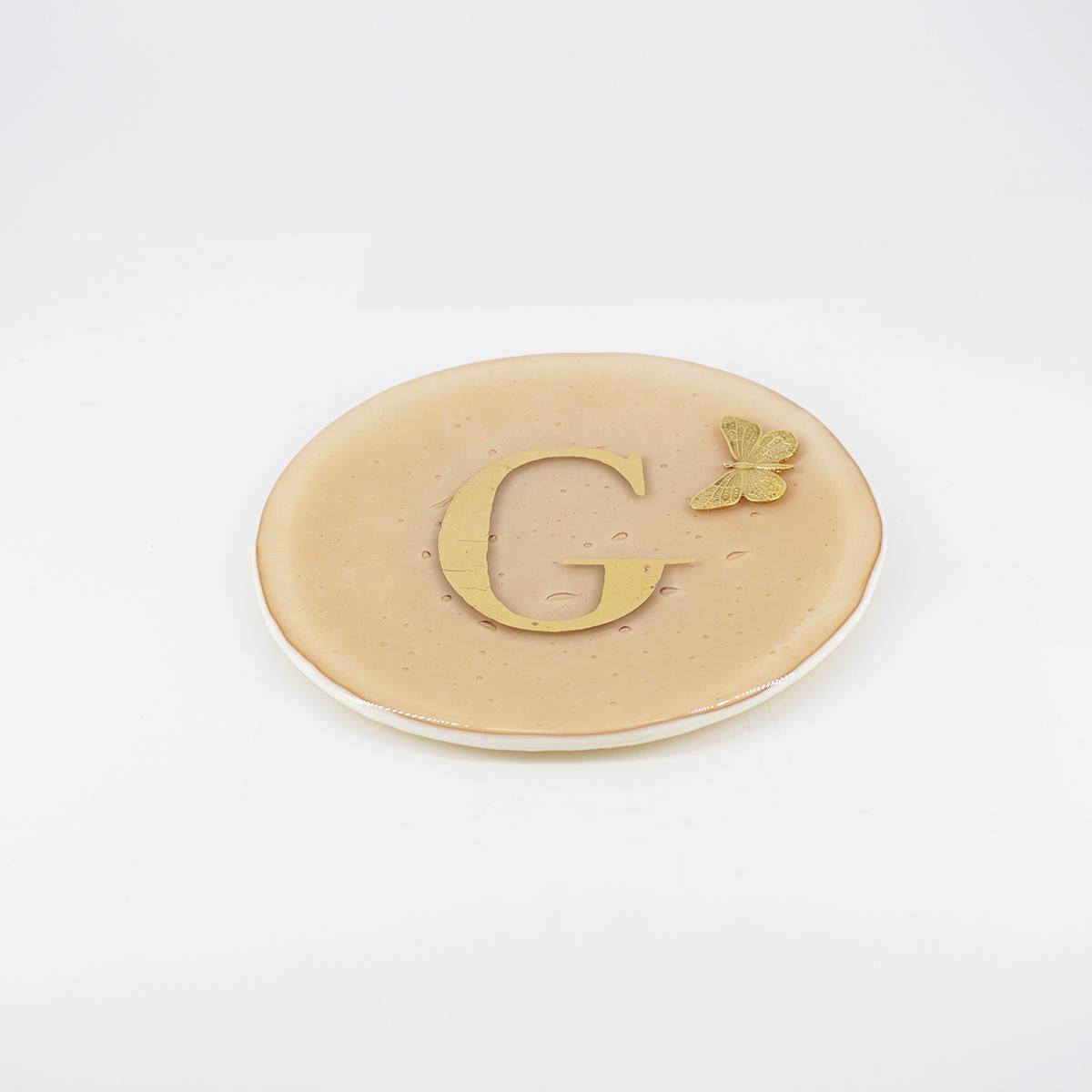 Piatto lettera e charm G CHAMPAGNE