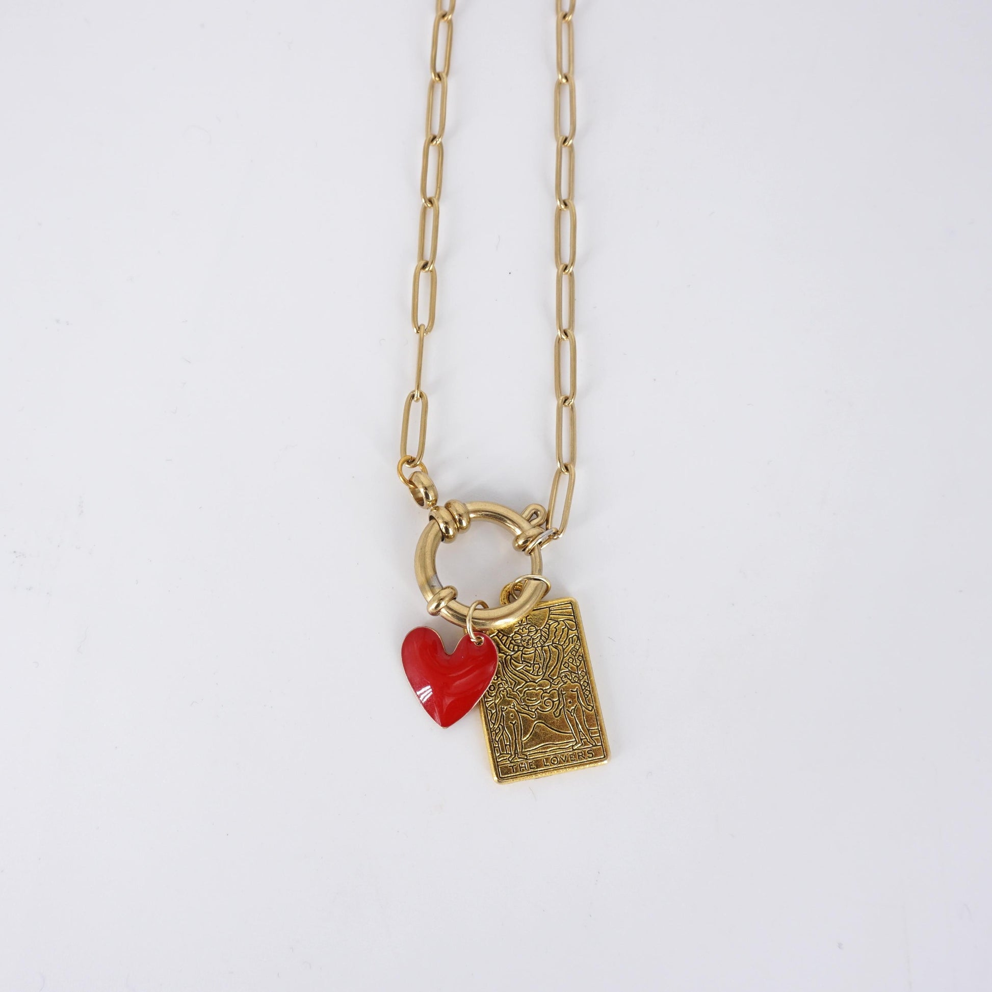 Catena con chiusura frontale THE LOVERS CATENA CHIUSURA FRONTALE TAROCCO THE LOVERS E CUORE SVEVA 