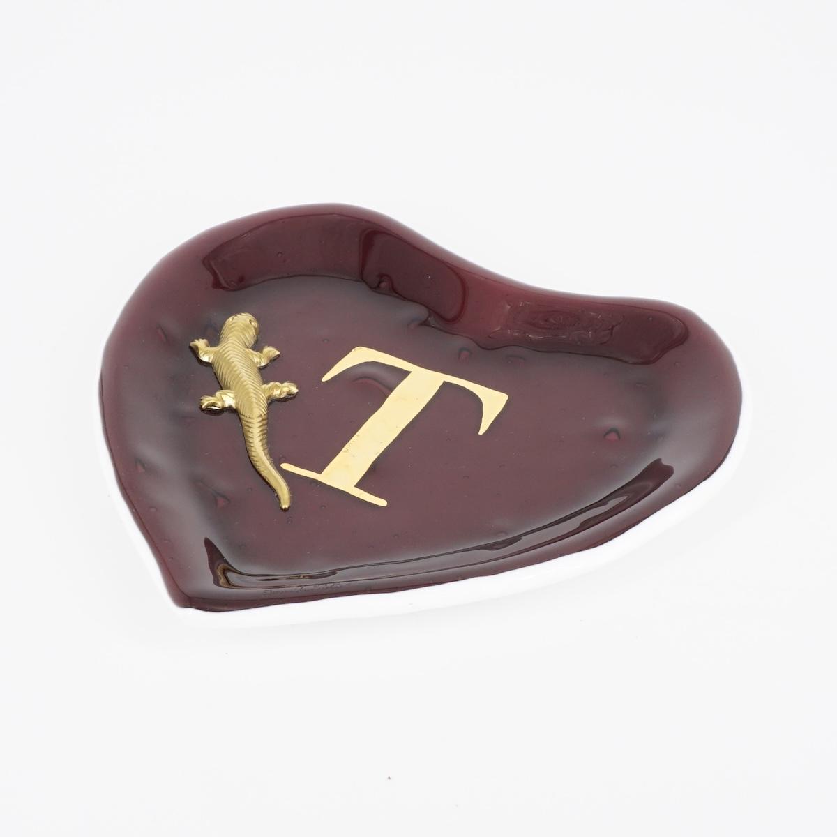 Piatto cuore T prugna con charm