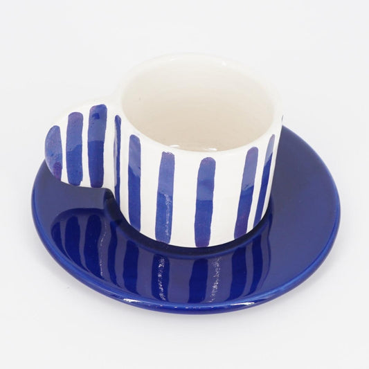 TAZZINA CAFFè CON PIATTINO RIGHE BLU TAZZINA CAFFÈ RIGHE BLU NICOLE 