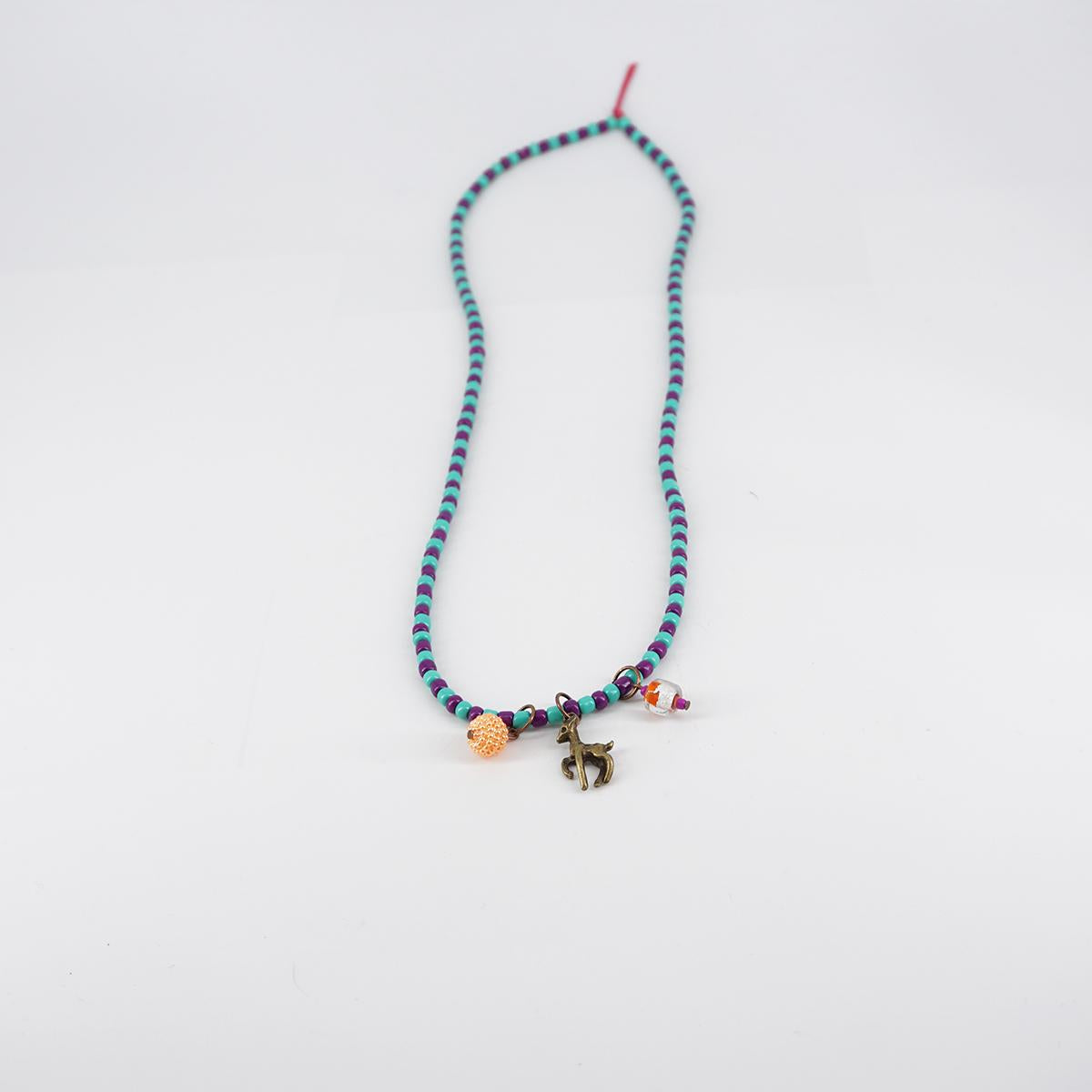 Sand/indigo multicharms necklace