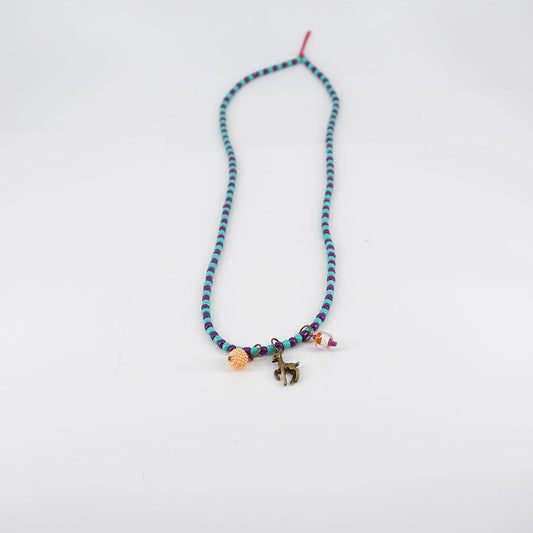 Sand/indigo multicharms necklace