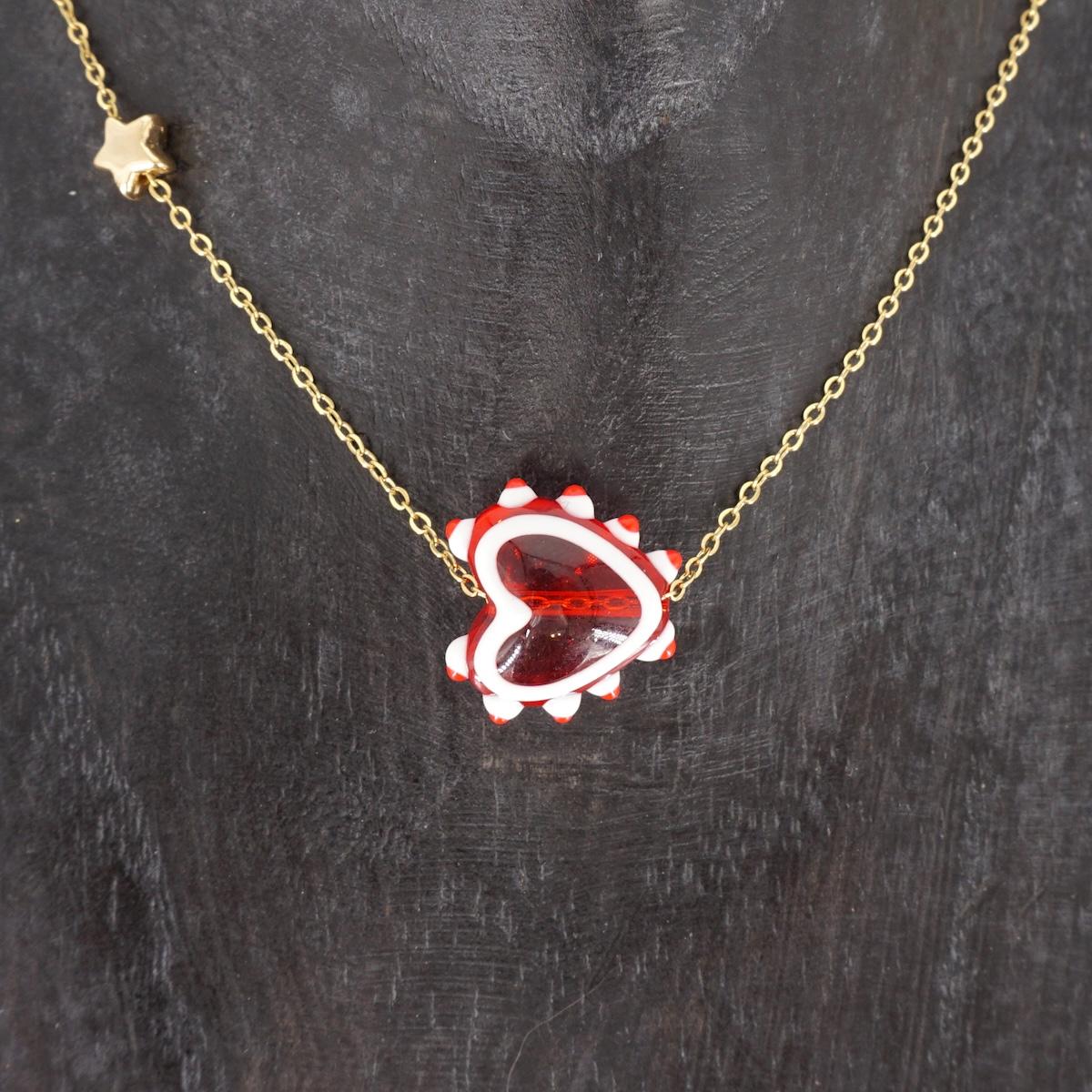 Collana vetro CUORE ROSSO COLLANA CHARM VETRO CUORE ROSSO SVEVA 