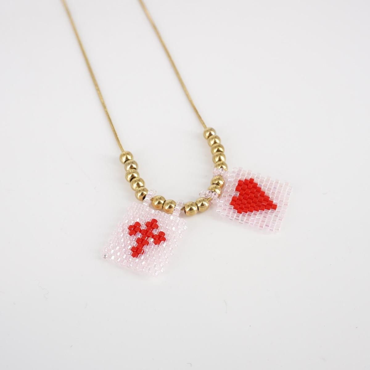 Collana TELAIO DOPPIO catenina ROSA E ROSSO