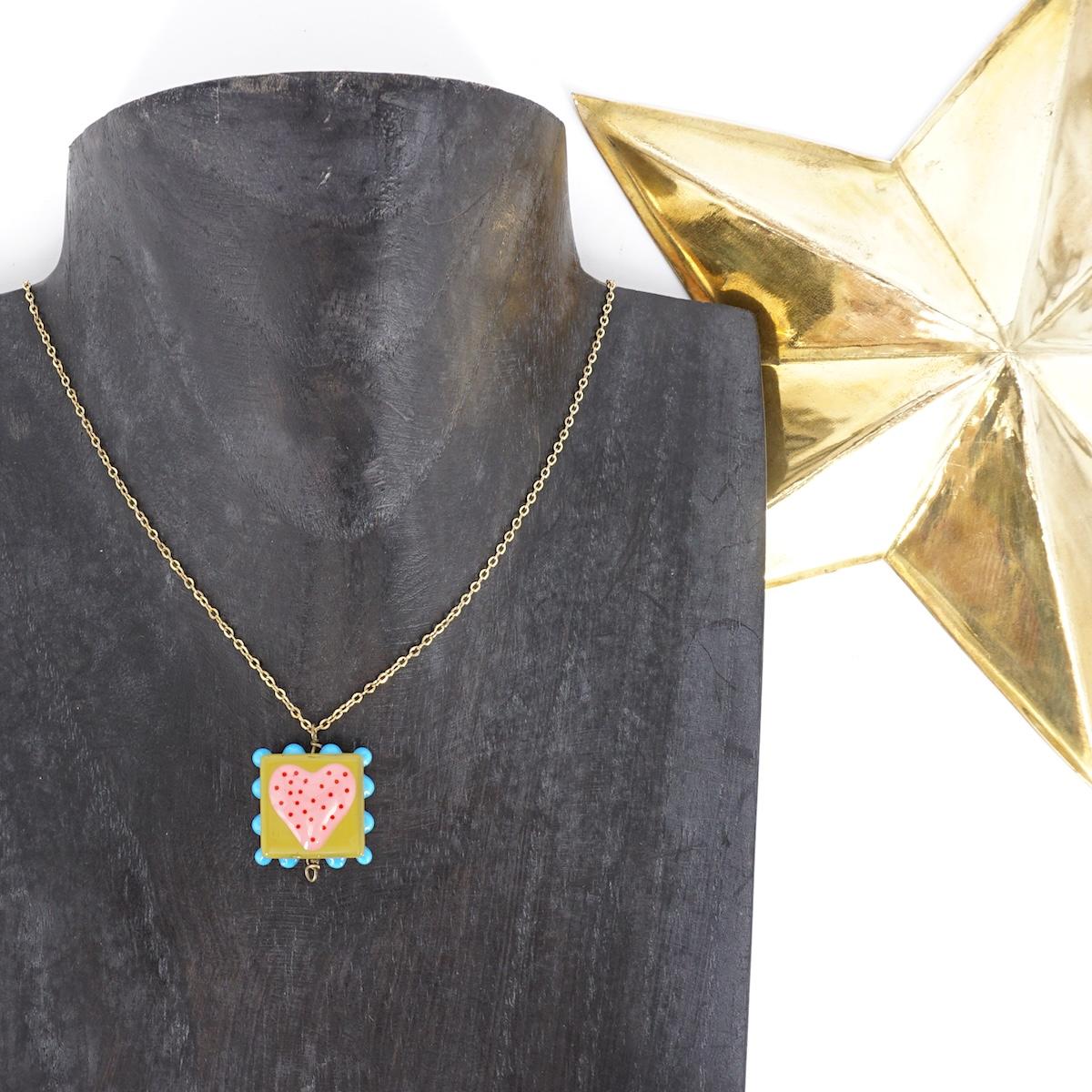 Collana vetro CUORE VERDE COLLANA CHARM VETRO CUORE VERDE SVEVA 