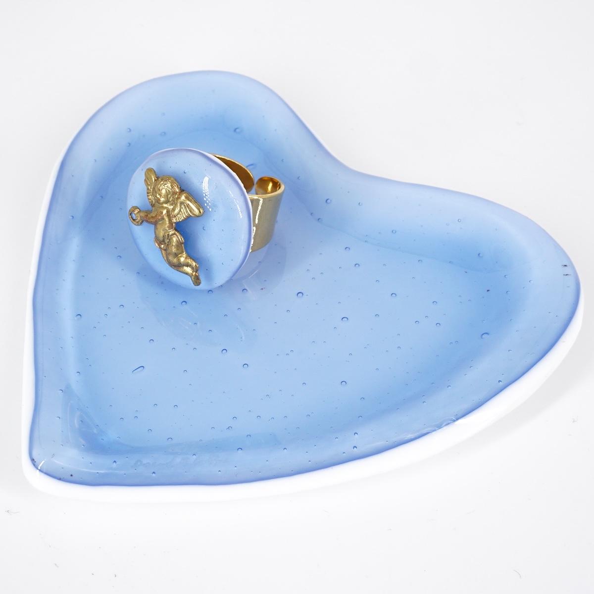 Anello charm CHERUBINO LAVANDA CHIARO ANELLO CHARM CHERUBINO LAVANDA CHIARO VETRO FUSO 