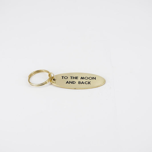 TO THE MOON AND BACK oval key ring