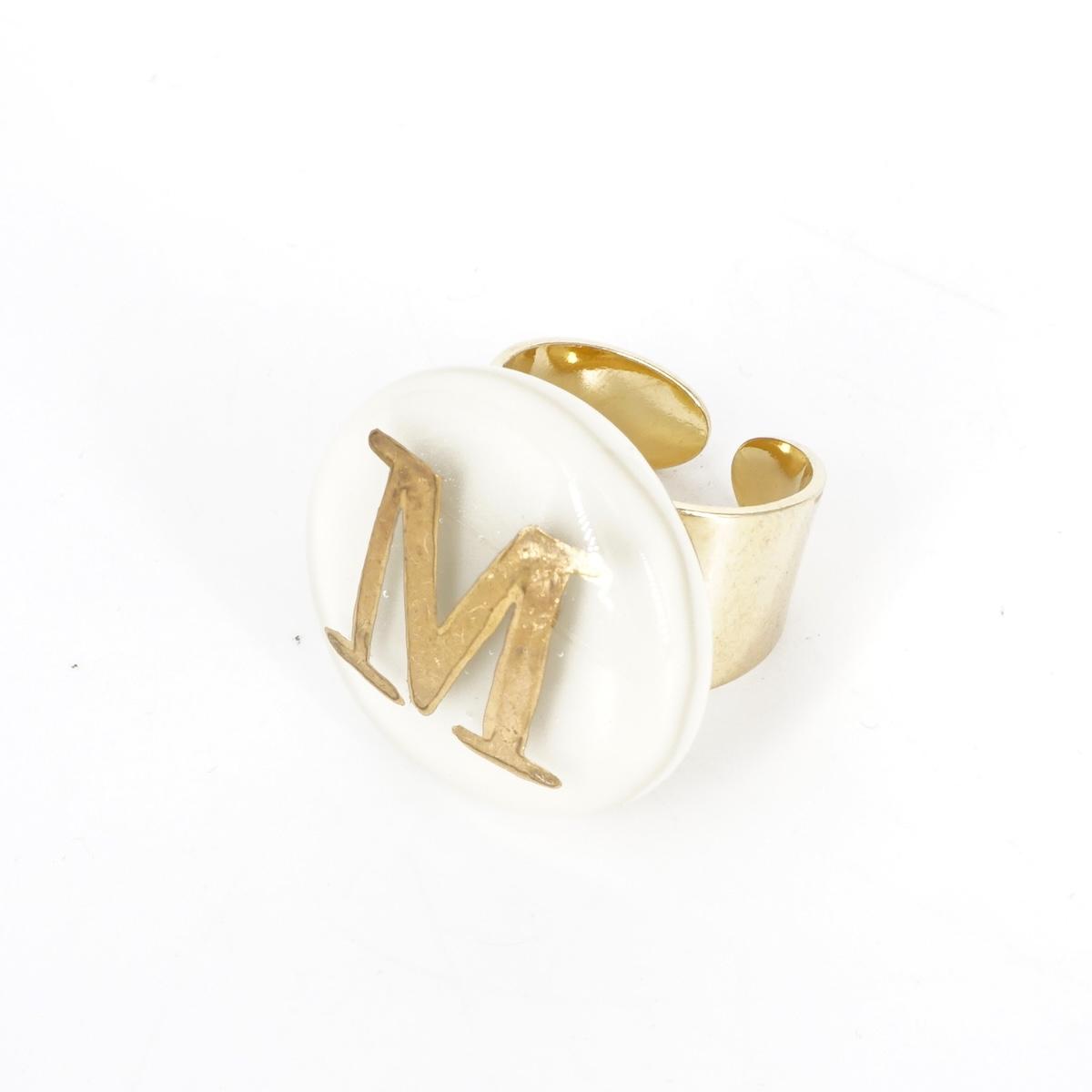 Anello lettera M avorio ANELLO LETTERA M AVORIO VETRO FUSO 