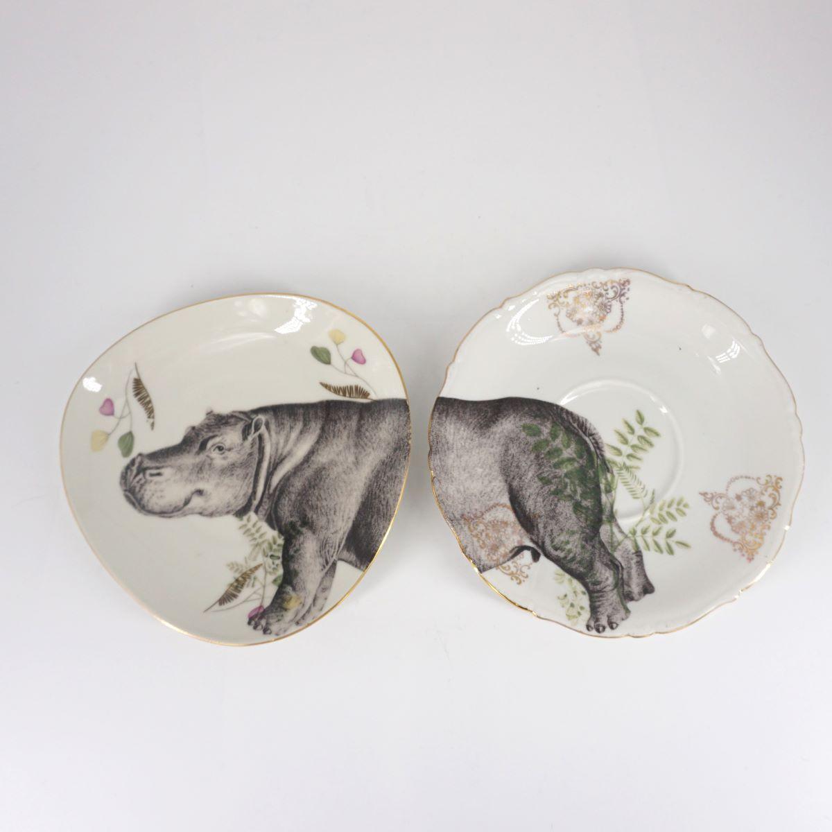Pair of HIPPO tea plates