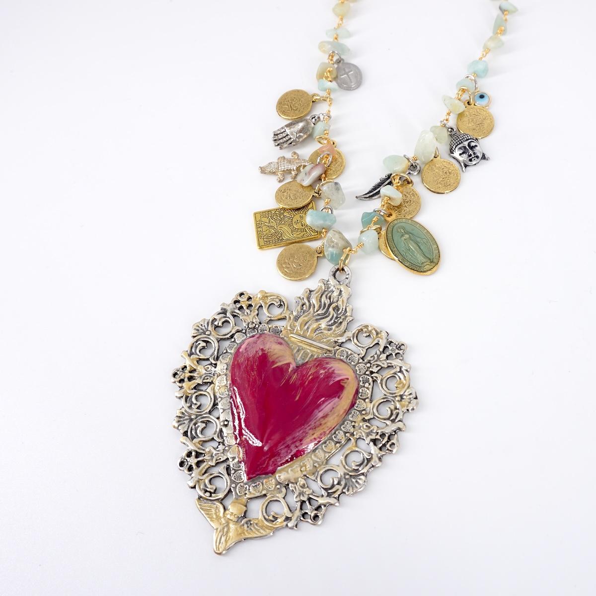 ROSARIO MULTICHARMS EX VOTO BIG FUCSIA