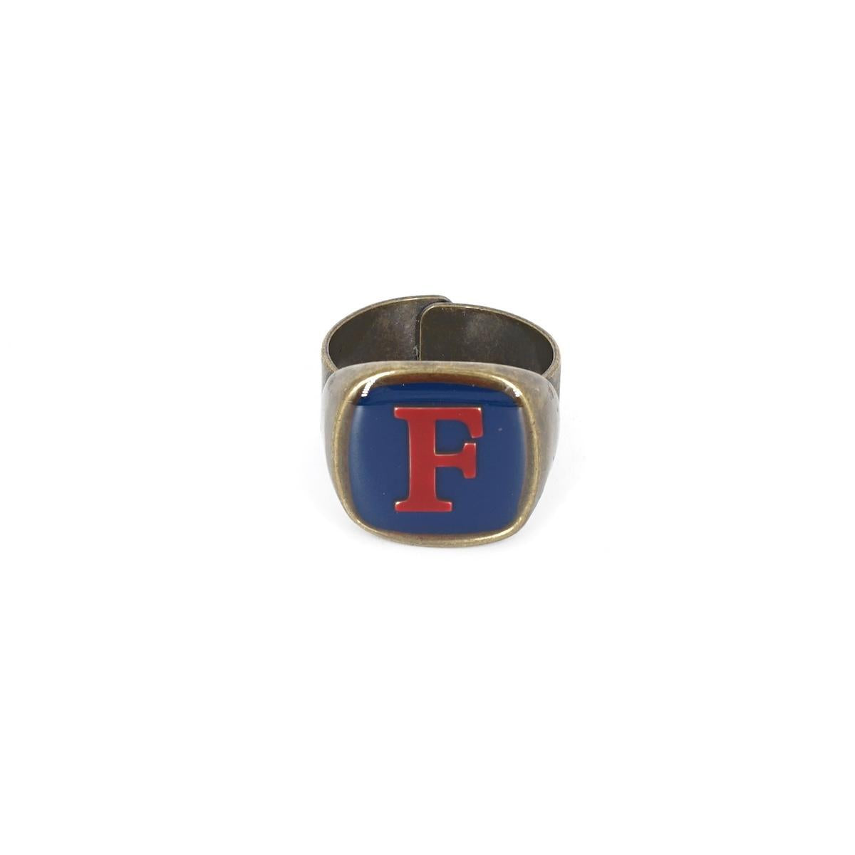ANELLO LETTERA F BLU ANELLO LETTERA F BLU E ROSSO UNIQUE UNCONVENTIONAL DETAILS 