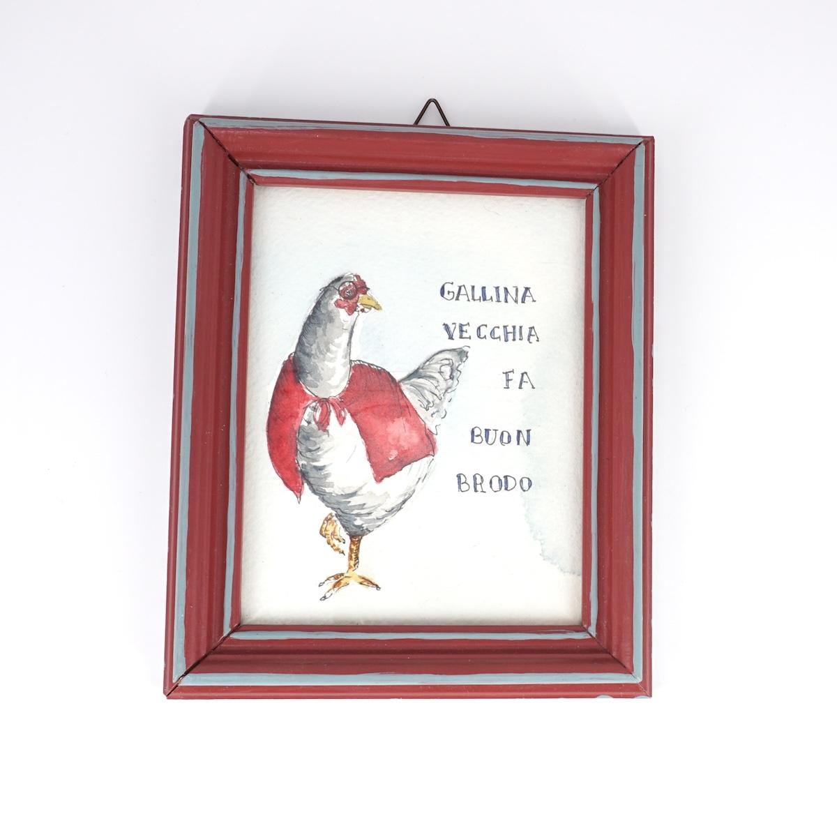 CATERINA BERTA GALLINA VECCHIA QUAD. DECO. ROSSO/AZZ