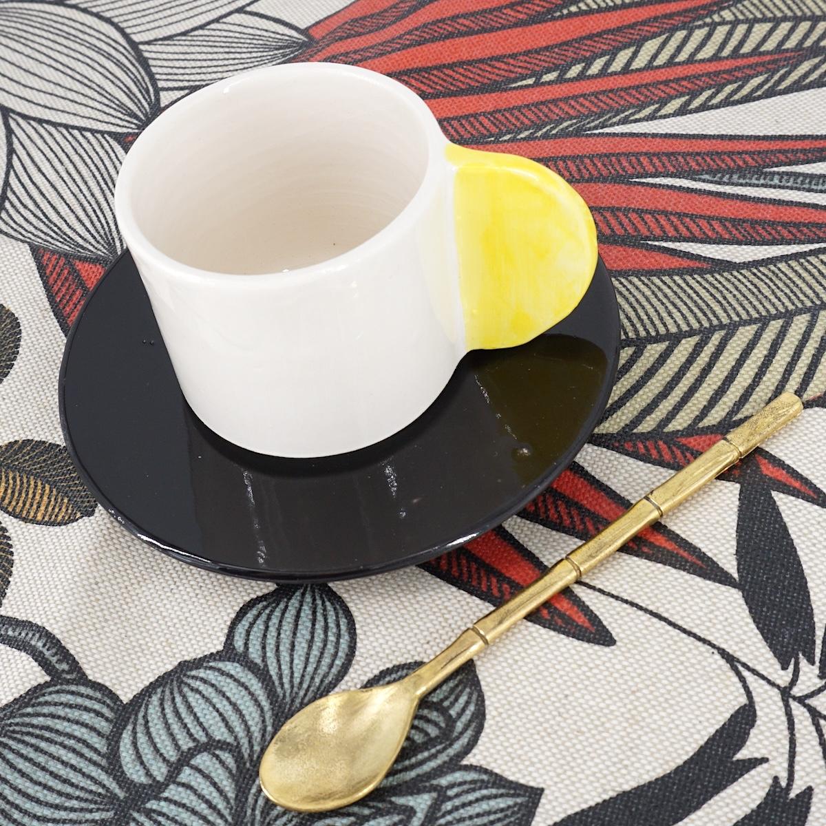 NICOLE TAZZINA CAFFÈCON PIATTINO MANICO GIALLO