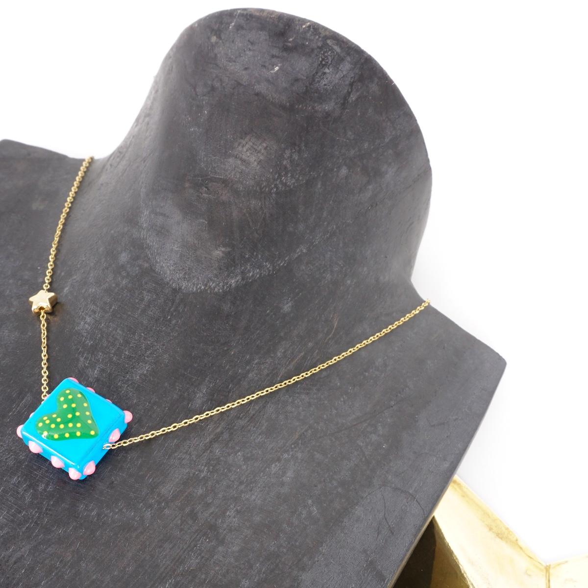 Collana VETRO CUORE AZZURRO COLLANA CHARM VETRO CUORE AZZURRO SVEVA 