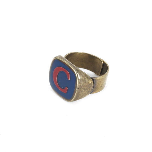ANELLO LETTERA C BLU ANELLO LETTERA C BLU E ROSSO UNIQUE UNCONVENTIONAL DETAILS 