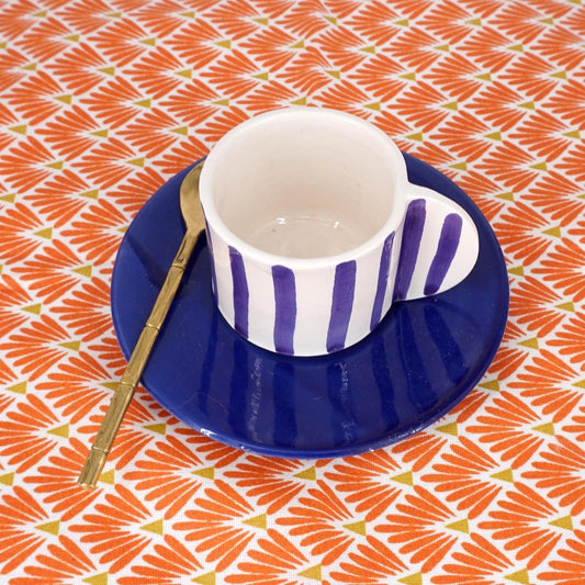 NICOLE TAZZINA CAFFÈCON PIATTINO RIGHE BLU