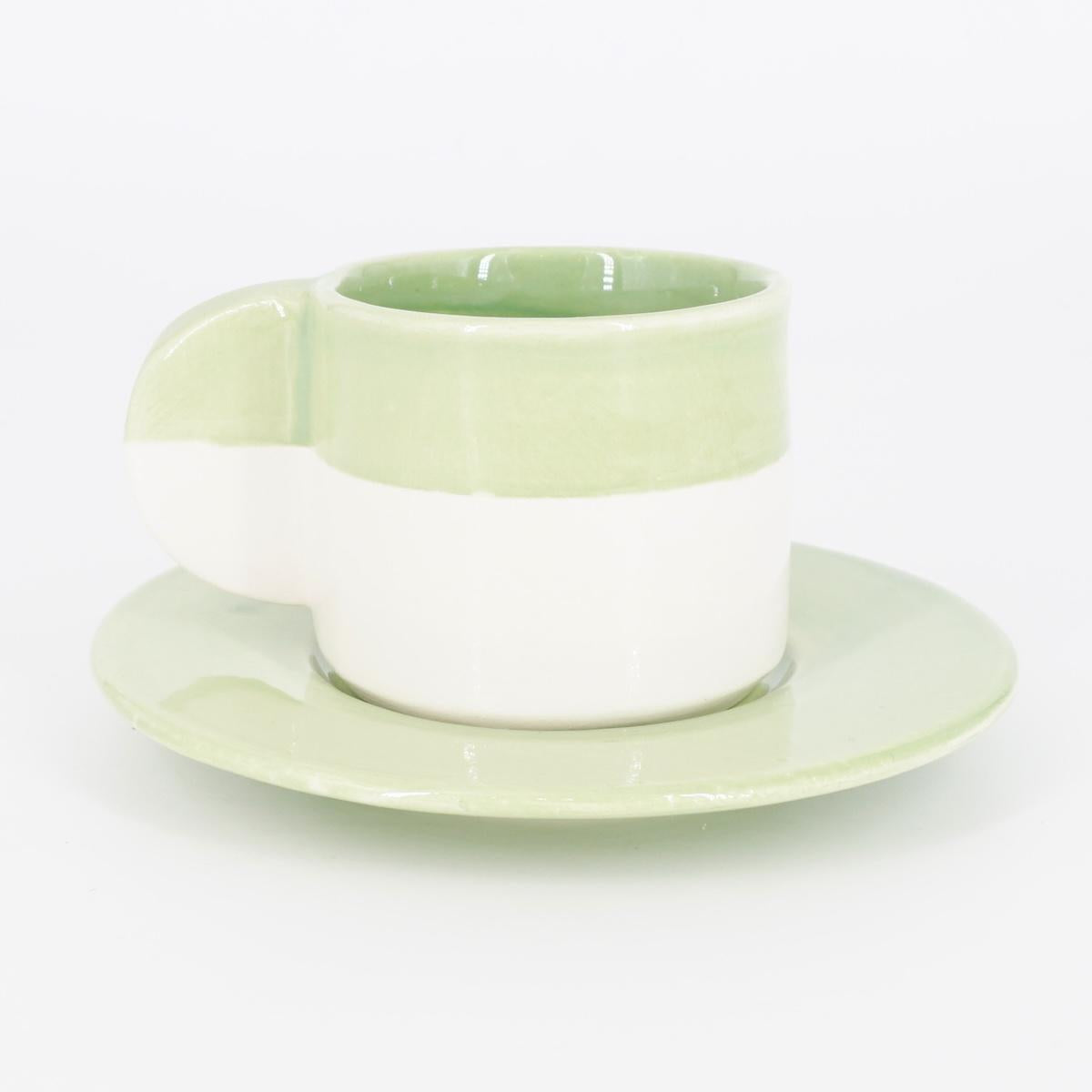 TAZZINA CAFFè CON PIATTINO BICOLORE SALVIA TAZZINA CAFFÈ BICOLORE SALVIA NICOLE 