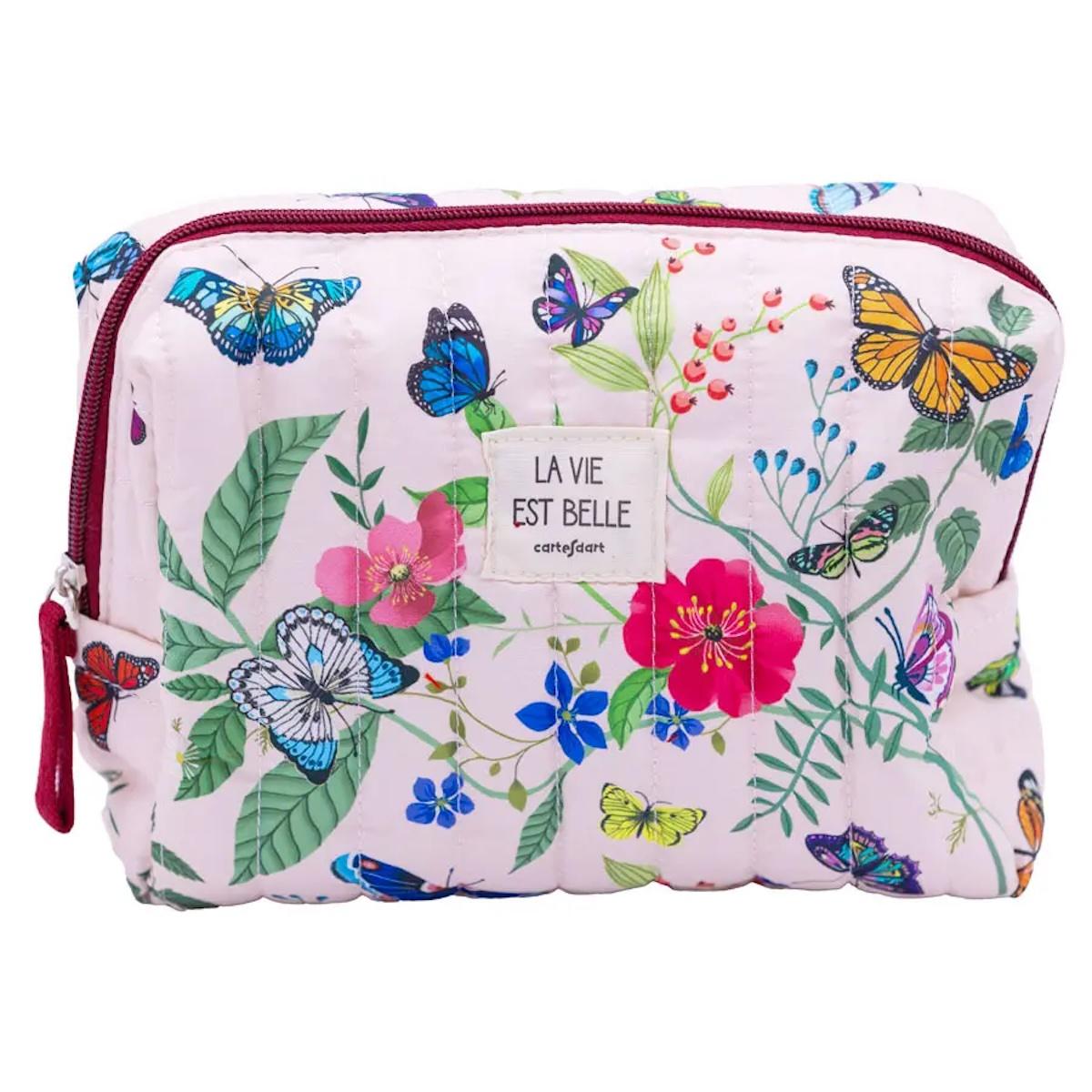 Trousse trapuntata FARFALLE E FIORI grande TROUSSE TRAPUNTATA FARFALLE E FIORI GRANDE CARTESDART 