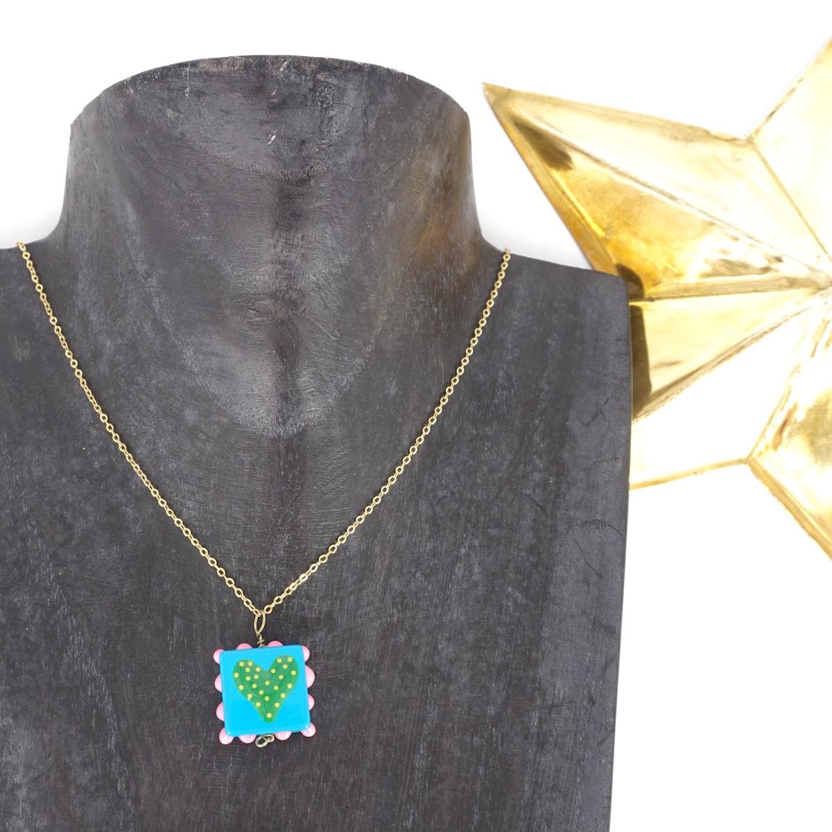 Collana VETRO CUORE AZZURRO COLLANA CHARM VETRO CUORE AZZURRO SVEVA 