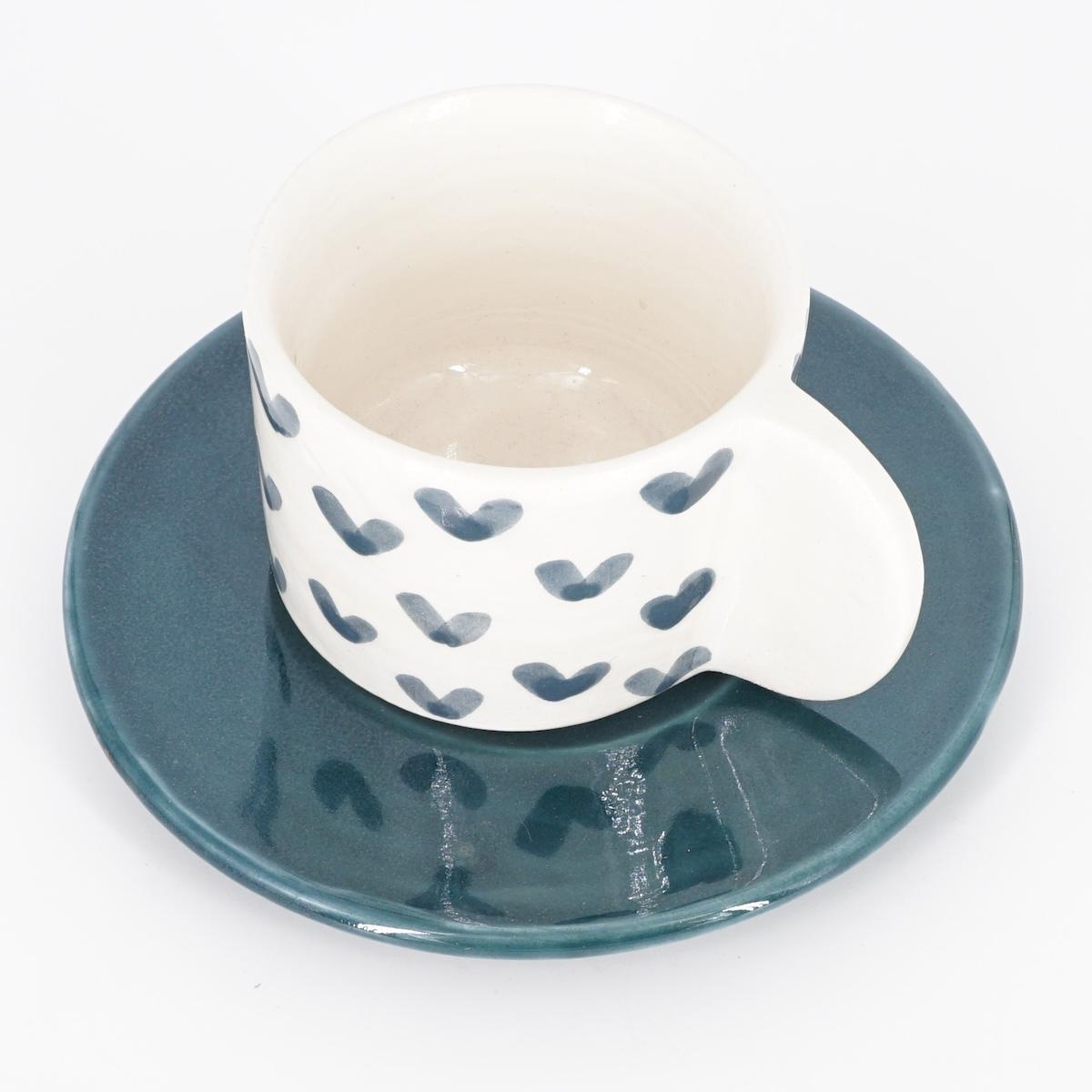 TAZZINA CAFFè CON PIATTINO CUORI CARTA DA ZUCCHERO TAZZINA CAFFÈ CUORI  CARTA DA ZUCCHERO NICOLE 