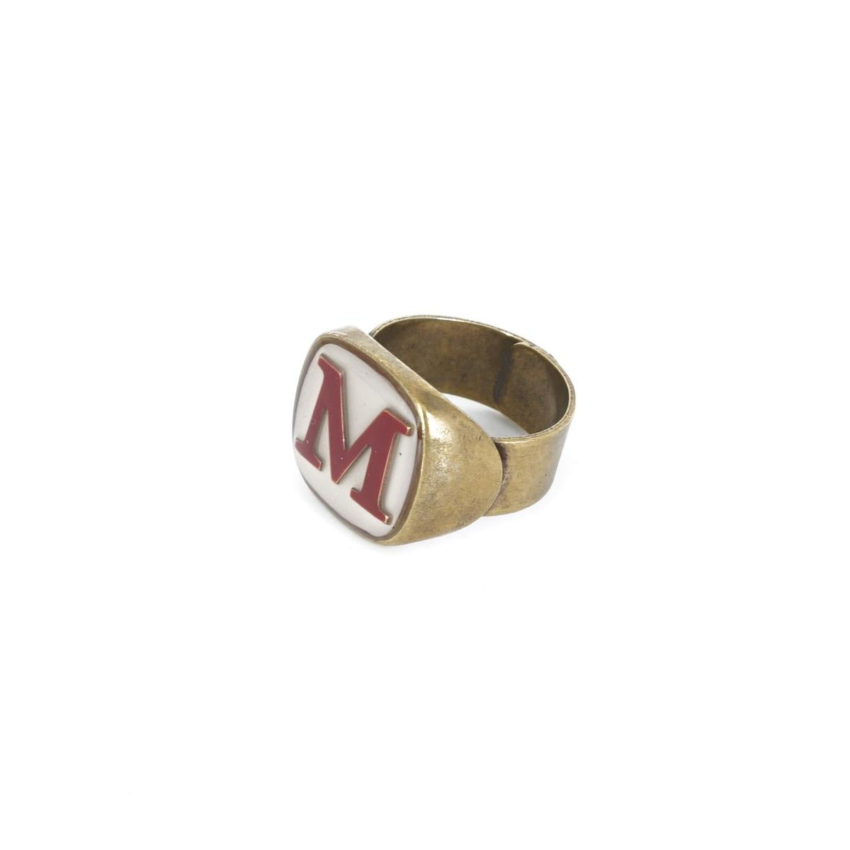 ANELLO LETTERA M AVORIO ANELLO LETTERA M AVORIO E BORDEAUX UNIQUE UNCONVENTIONAL DETAILS 