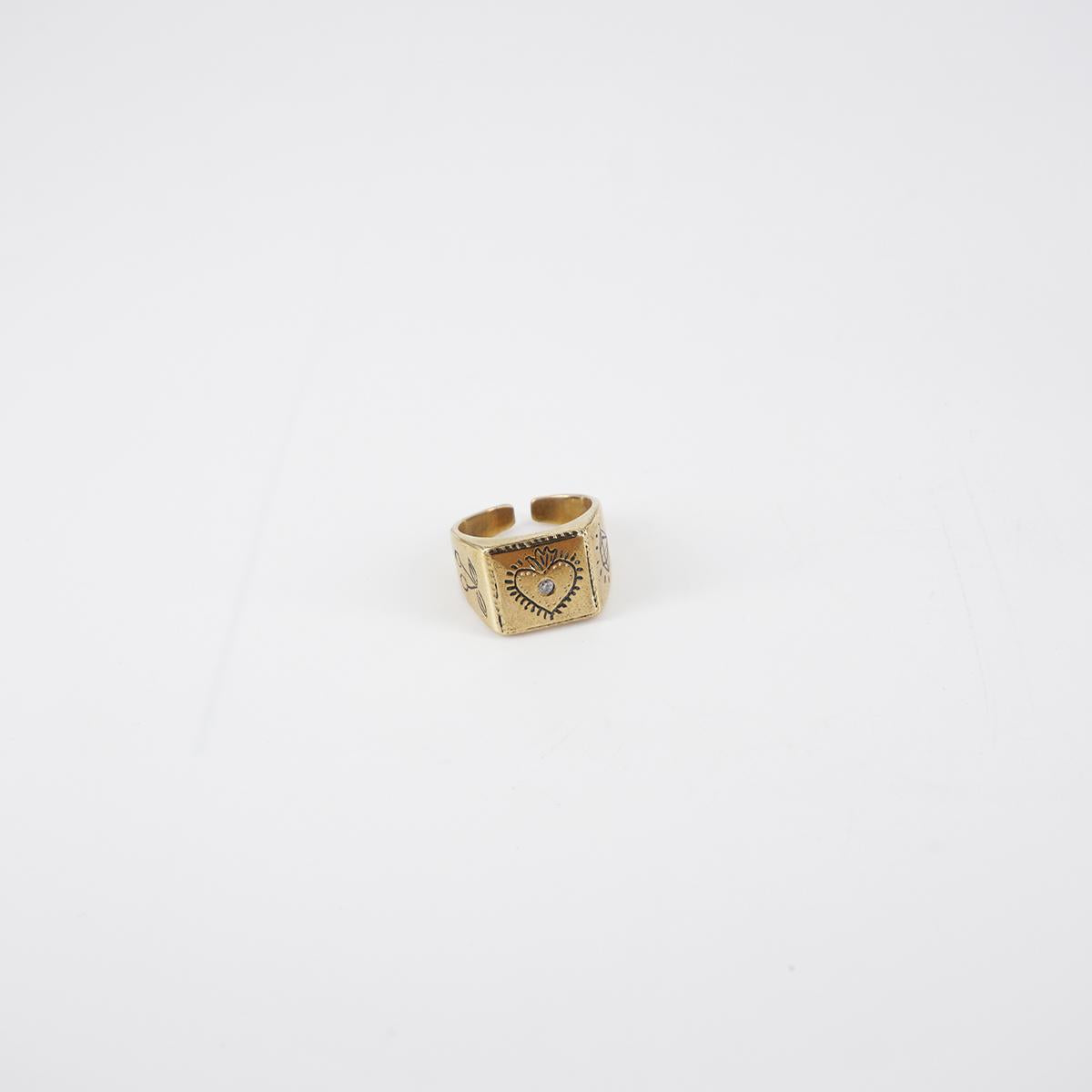 Anello chevalier quadrato EXVOTO zircone bianco