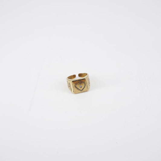 Anello chevalier quadrato EXVOTO zircone bianco