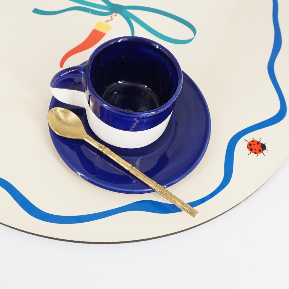 TAZZINA CAFFè CON PIATTINO BICOLORE BLU TAZZINA CAFFÈ BICOLORE BLU NICOLE 