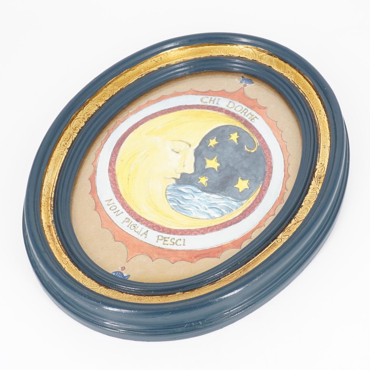 Quadretto CHI DORME NON PIGLIA PESCI BLU E ORO CHI DORME NON PIGLIA CORNICE BLU ORO BIG  CATERINA BERTA 