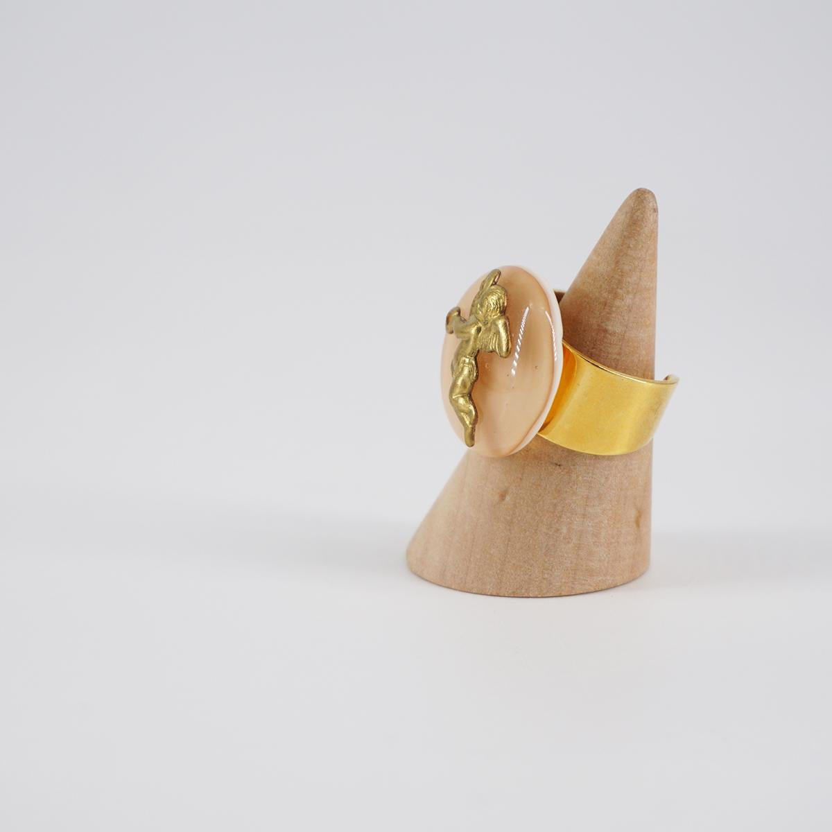 VETRO FUSO ANELLO CHARMCHERUBINO CHAMPAGNE