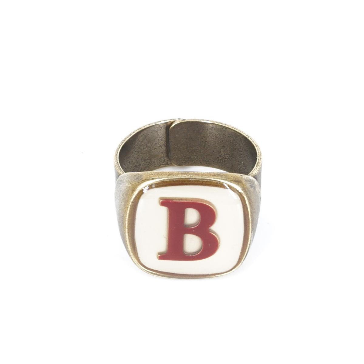 ANELLO LETTERA B AVORIO ANELLO LETTERA B AVORIO E BORDEAUX UNIQUE UNCONVENTIONAL DETAILS 