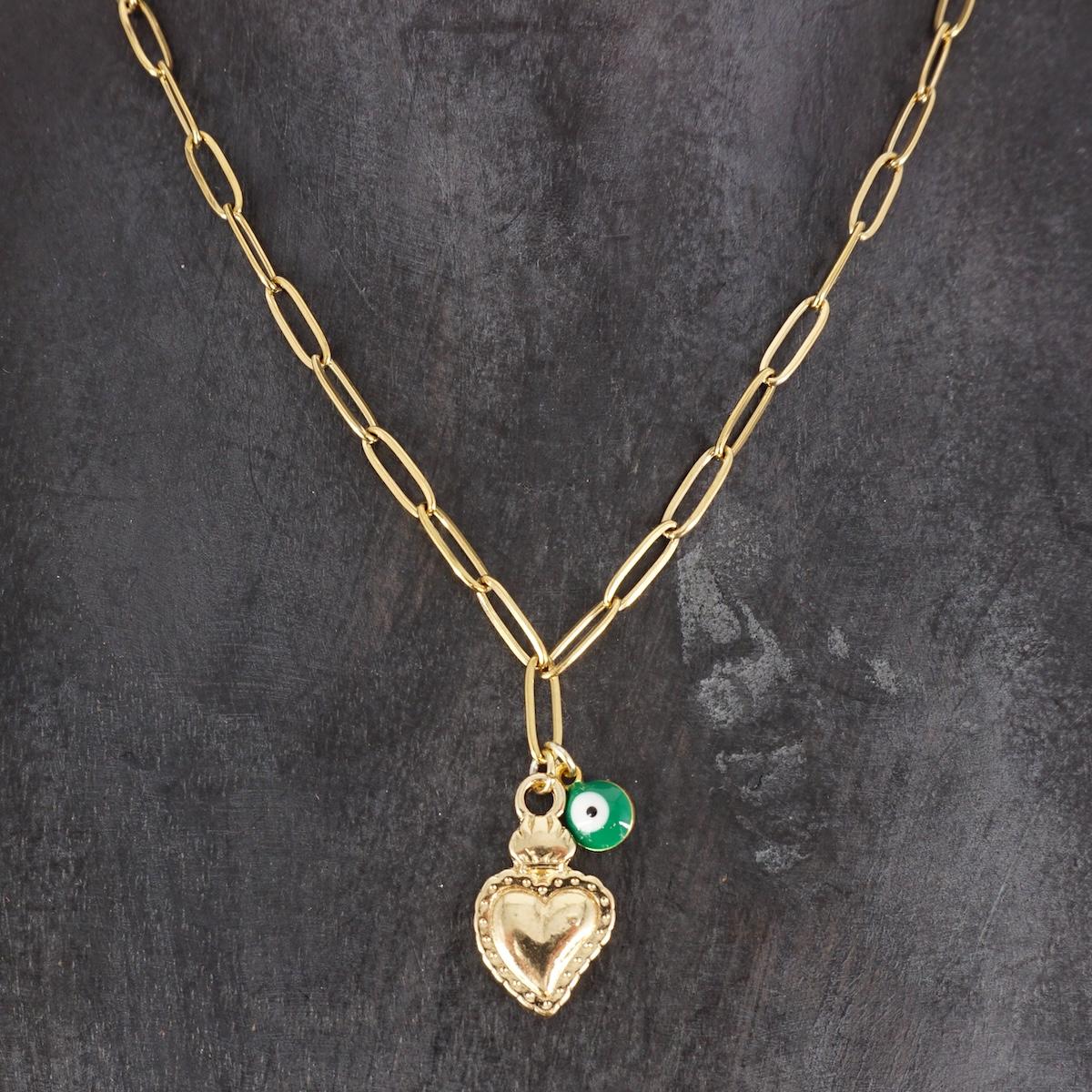 COLLANA CATENA CON EX VOTO ORO E OCCHIETTO