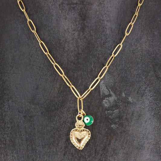 COLLANA CATENA CON EX VOTO ORO E OCCHIETTO