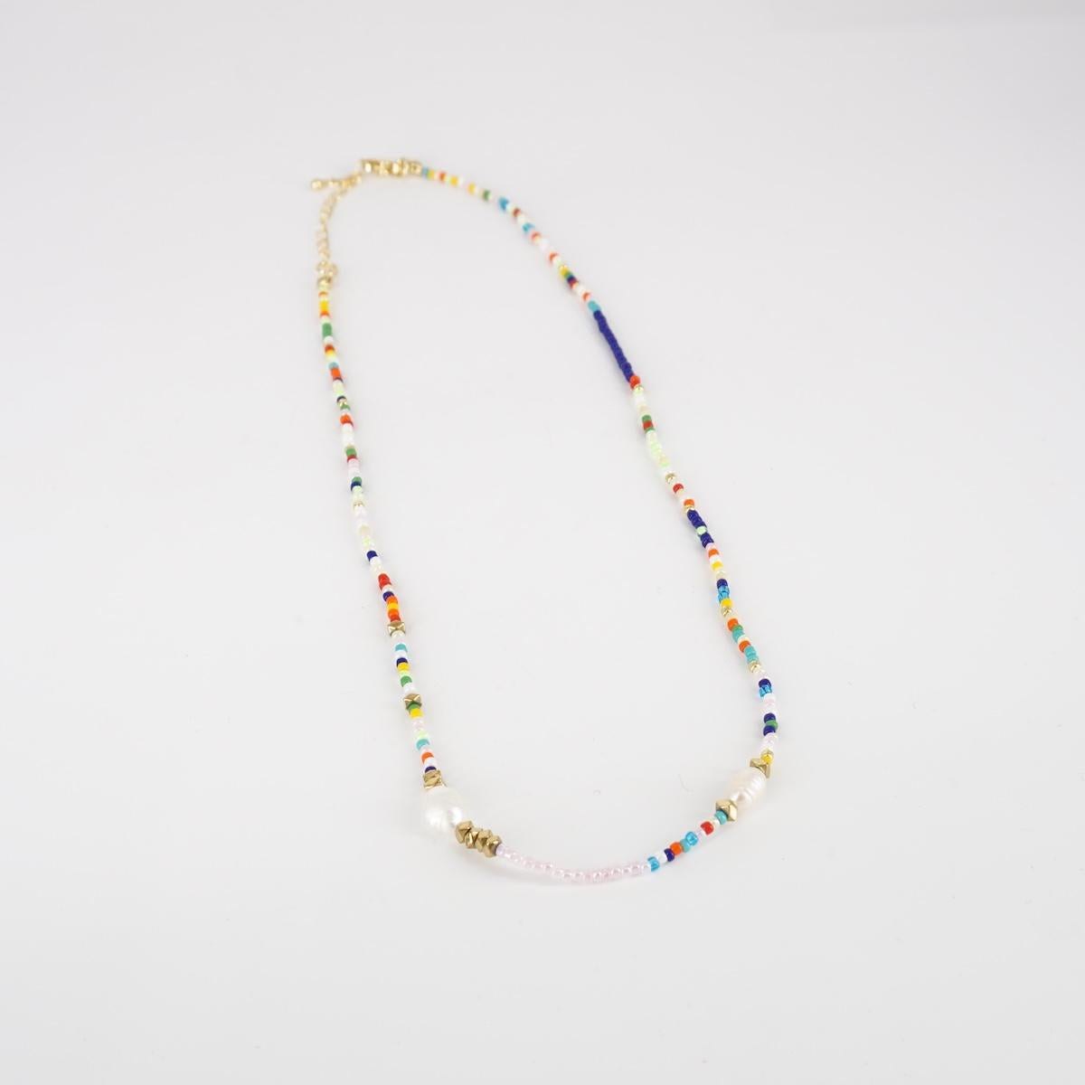 Collana perline multicolor con DUE PERLE