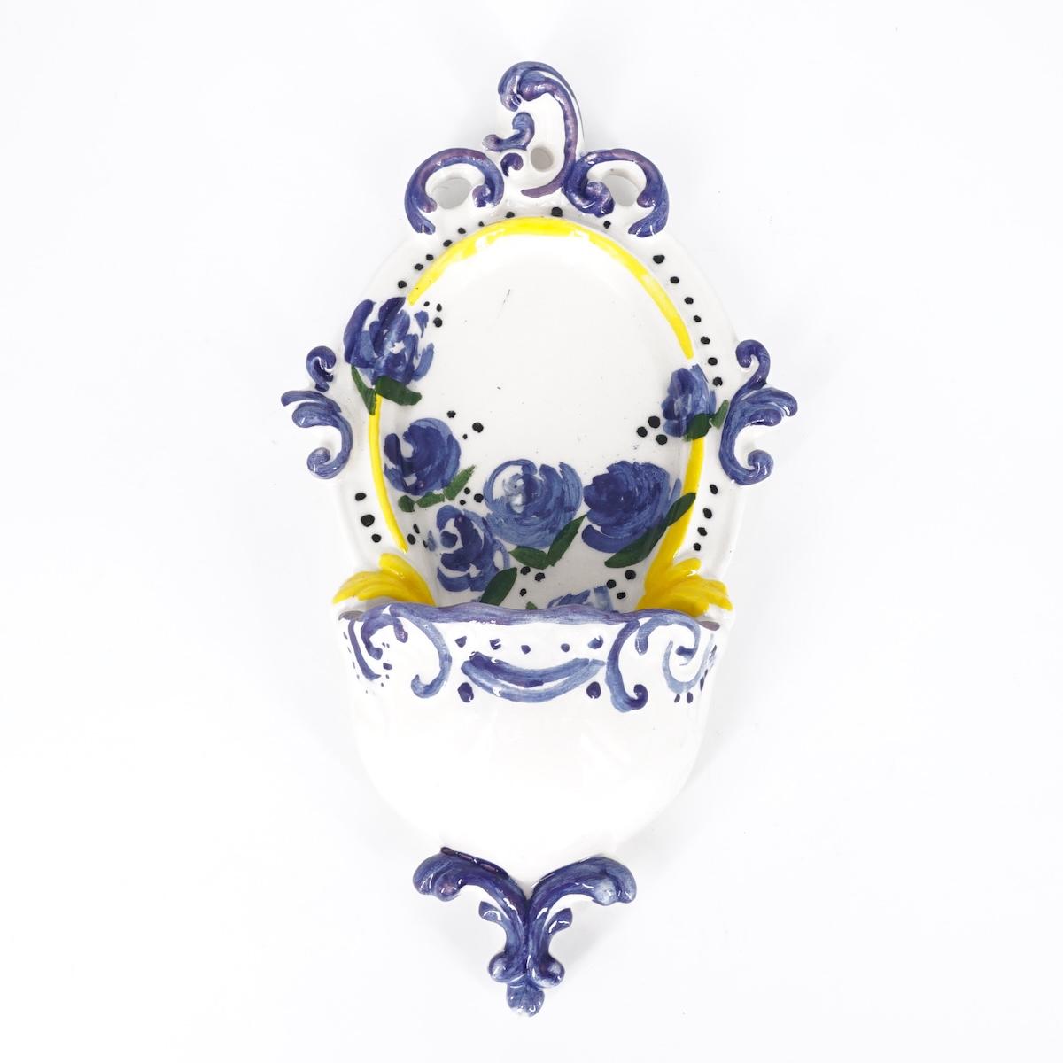 Acquasantiera small barocca BLU E GIALLO ACQUASANTIERA SMALL BAROCCA BLU E GIALLO ZENJI CERAMICS 