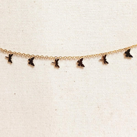 Collana dorata LIBELLULE E FARFALLINE