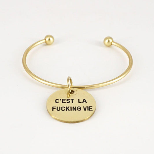Bracciale medaglietta C'EST LA FUCKING VIE BRACCIALE MEDAGLIETTA CEST LA FUCKING VIE BERC SOPHIE 