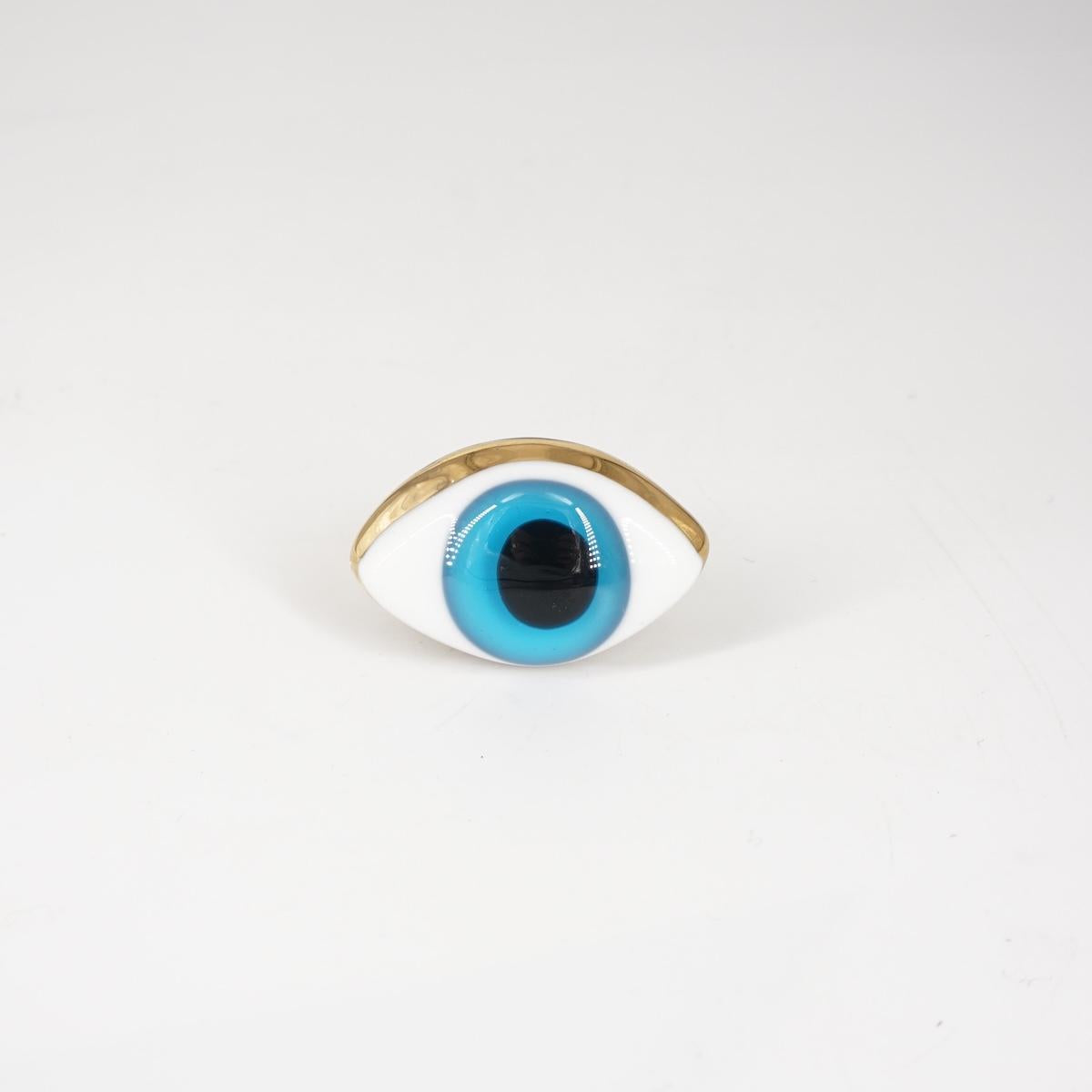 VETRO FUSO ANELLO OCCHIOSMALL AZZURRO