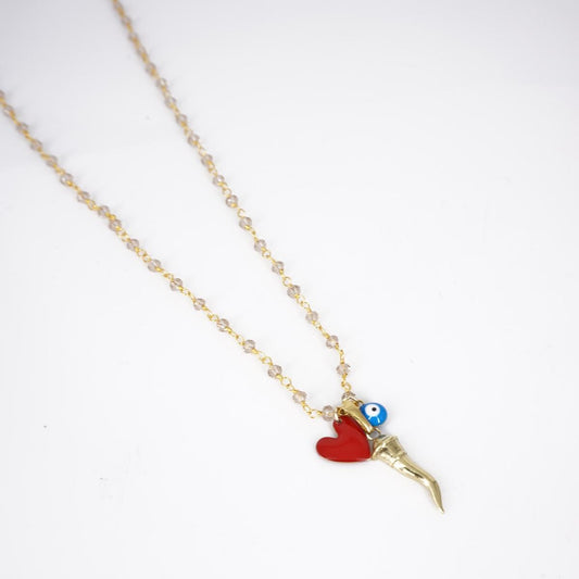 Rosario corto tre charms CORNO OTTONE