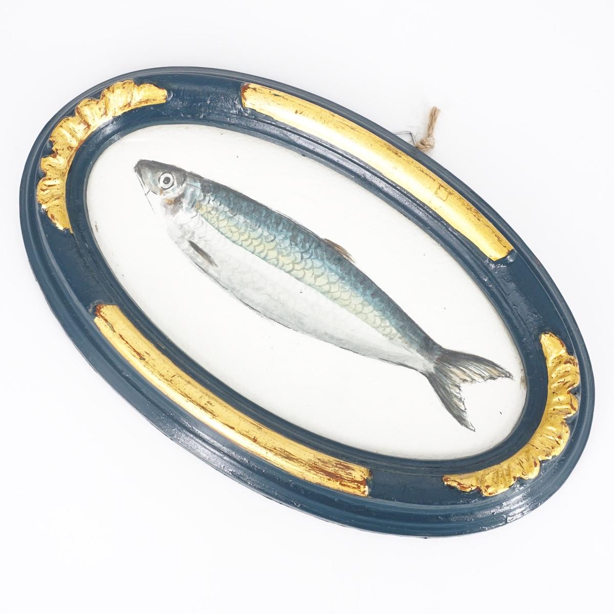 Quadretto ARINGA CORNICE OVALE BLU E ORO ARINGA CORNICE OVALE BLU E ORO  CATERINA BERTA 