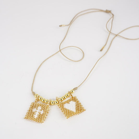 Collana TELAIO DOPPIO cordino ORO E BIANCO