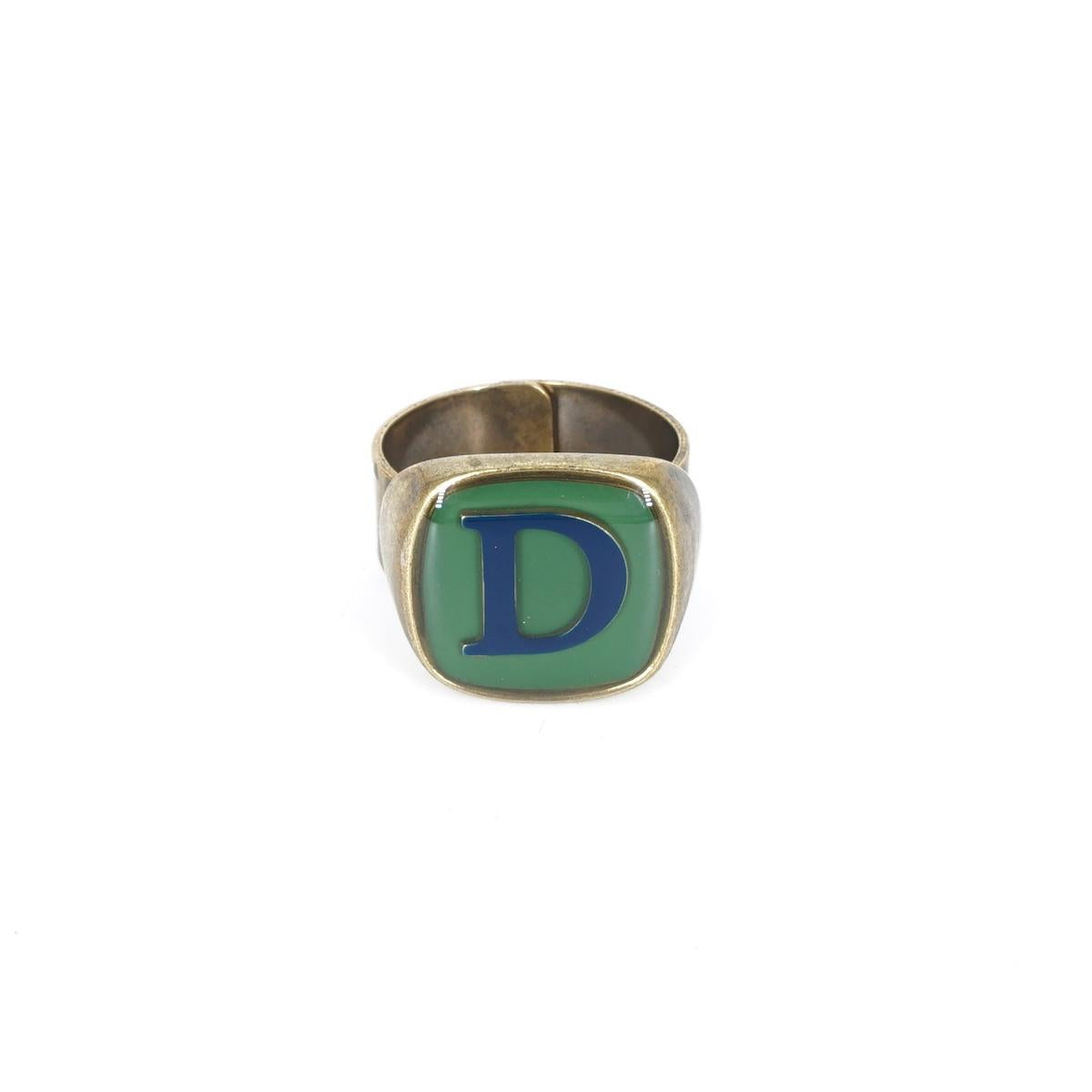 ANELLO LETTERA D VERDE ANELLO LETTERA D VERDE E BLU UNIQUE UNCONVENTIONAL DETAILS 