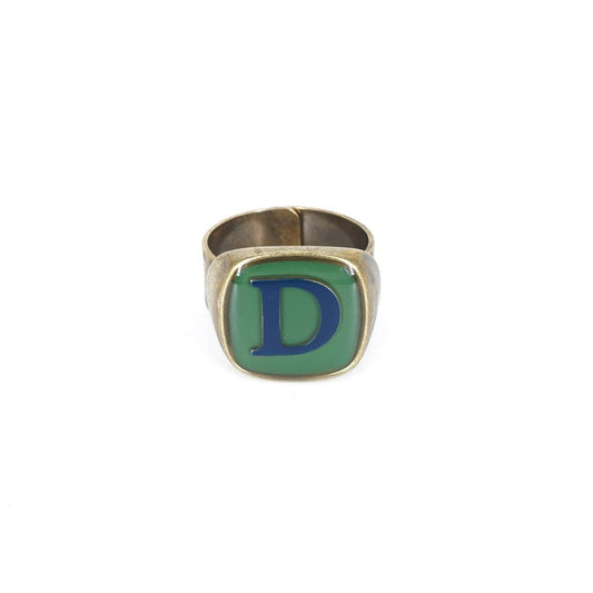 ANELLO LETTERA D VERDE ANELLO LETTERA D VERDE E BLU UNIQUE UNCONVENTIONAL DETAILS 