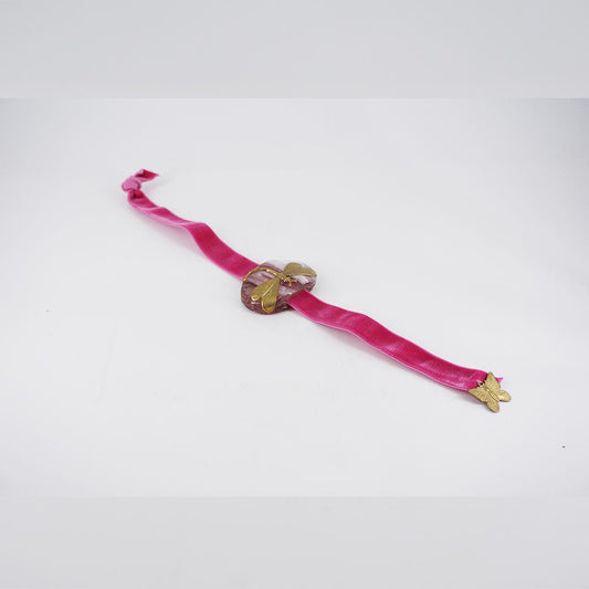 Bracciale velluto LIBELLULA VIOLA BRACCIALE VELLUTO LIBELLULAVIOLA VETRO FUSO 